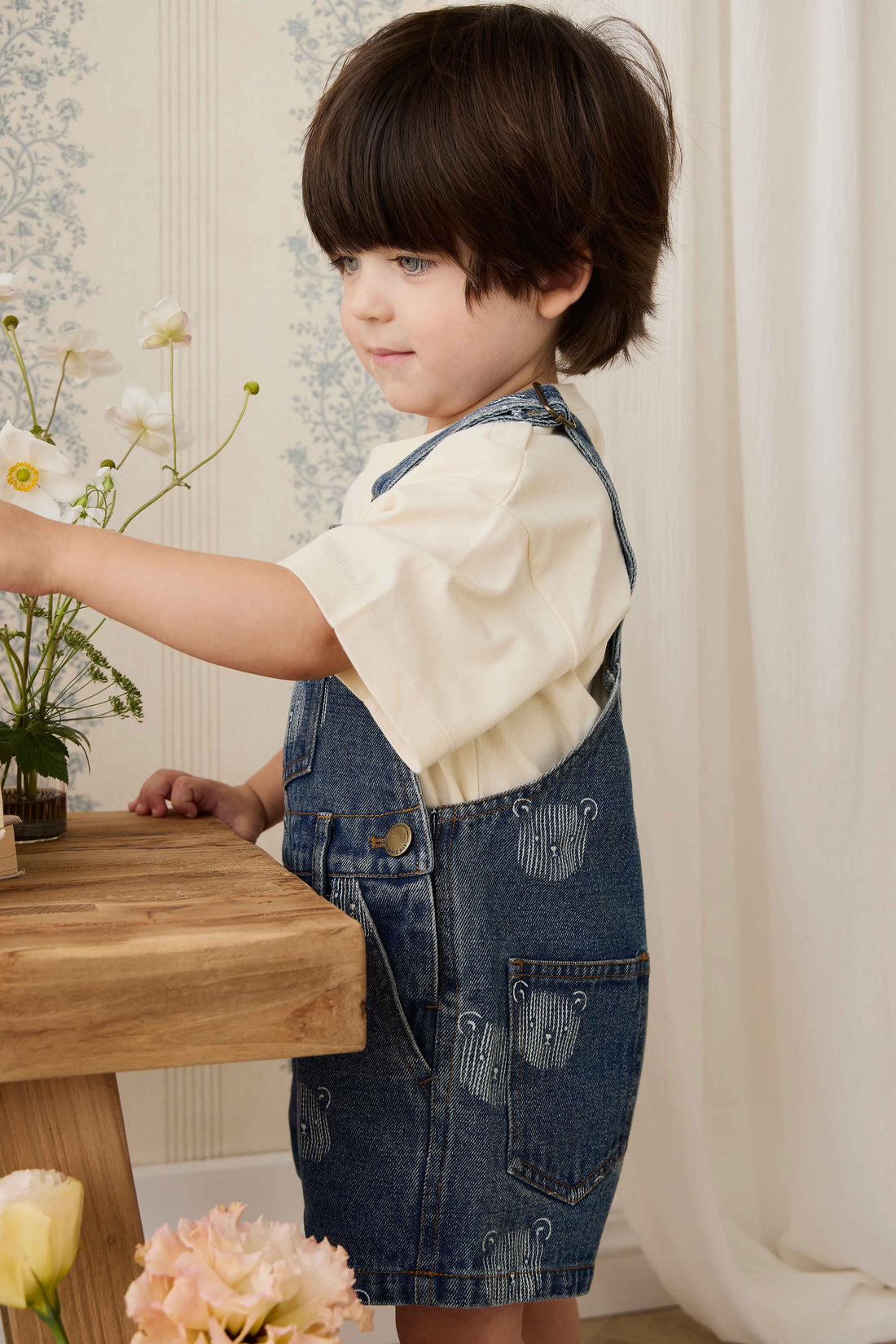 Fenix Short Overall - Teddy Face Denim Childrens Overall from Jamie Kay Australia