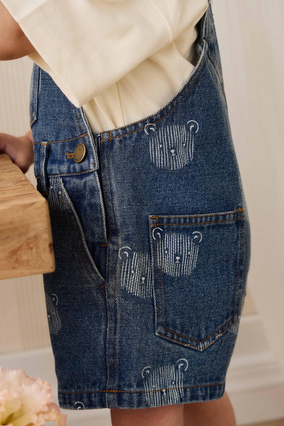 Fenix Short Overall - Teddy Face Denim Childrens Overall from Jamie Kay Australia