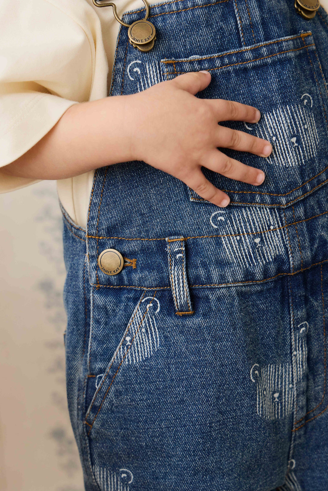 Fenix Short Overall - Teddy Face Denim Childrens Overall from Jamie Kay Australia