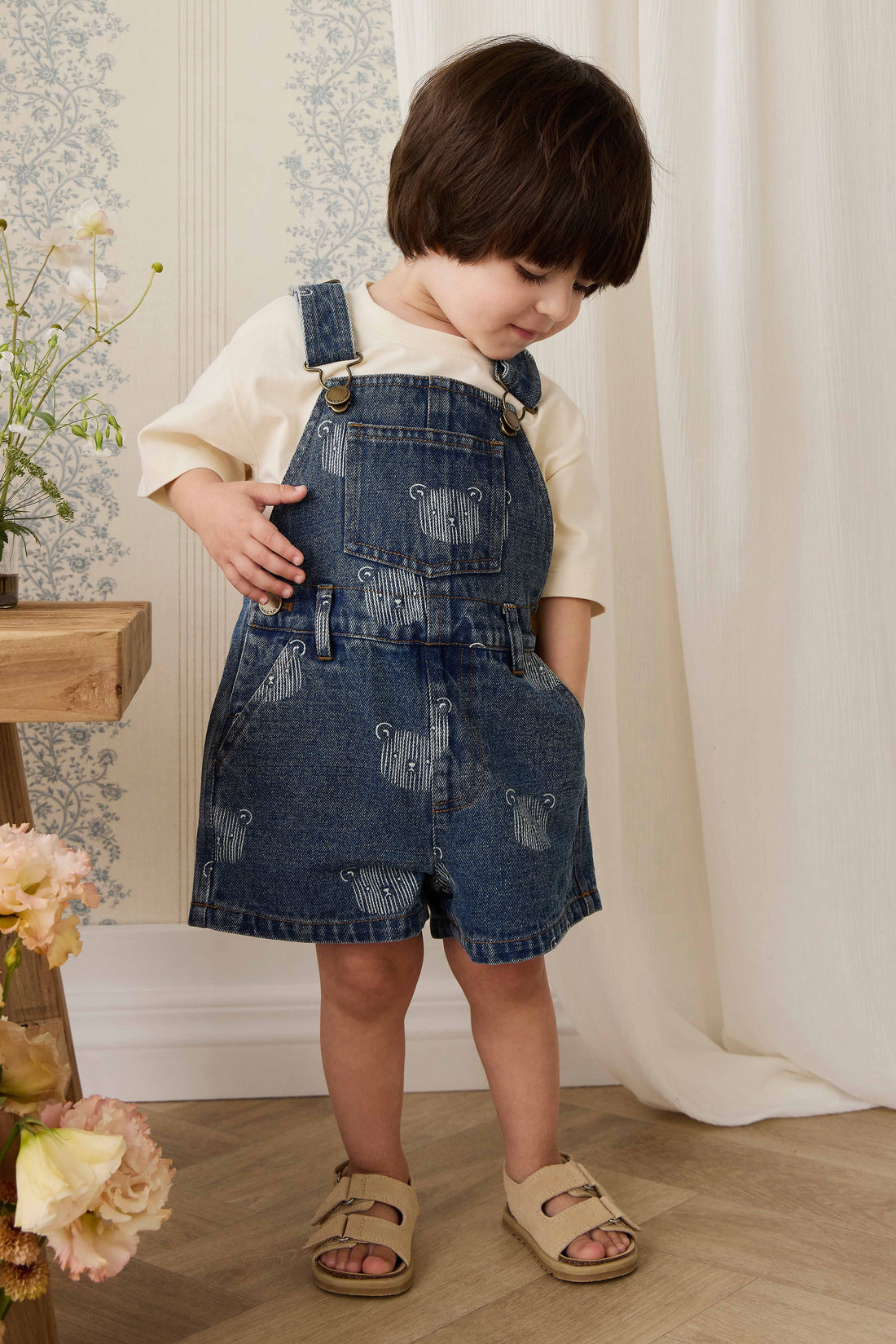 Fenix Short Overall - Teddy Face Denim Childrens Overall from Jamie Kay Australia