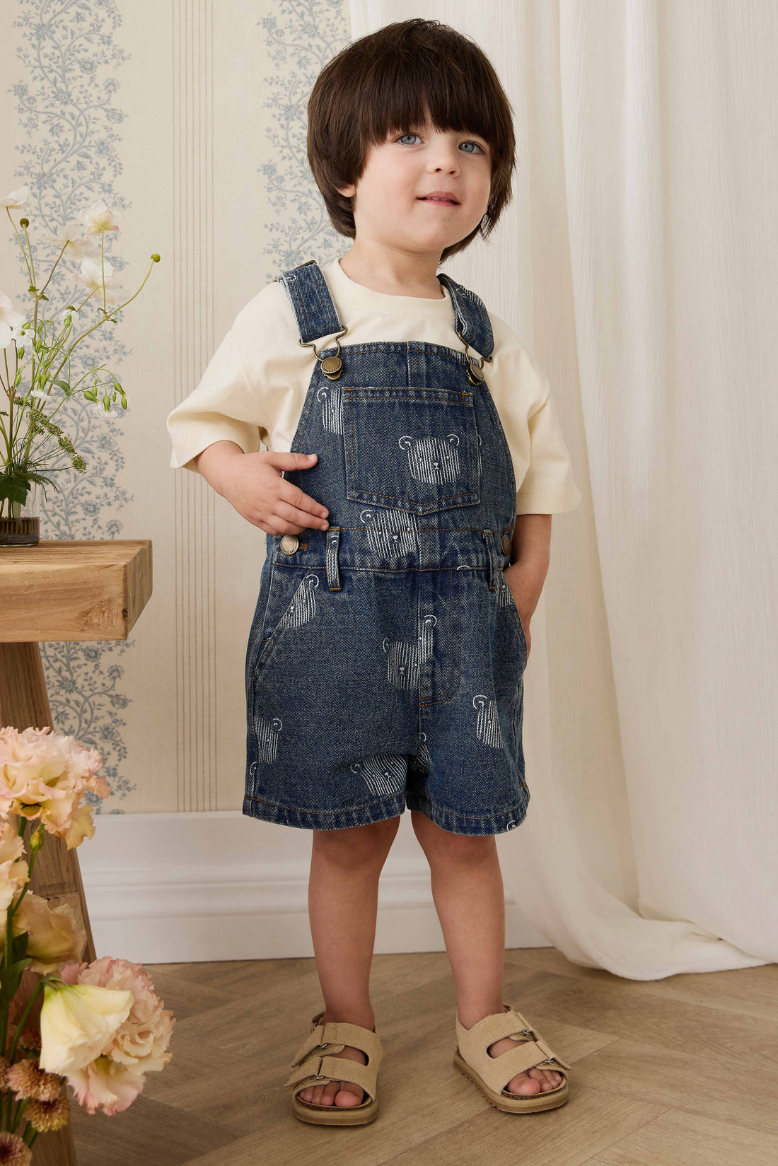 Fenix Short Overall - Teddy Face Denim Childrens Overall from Jamie Kay Australia