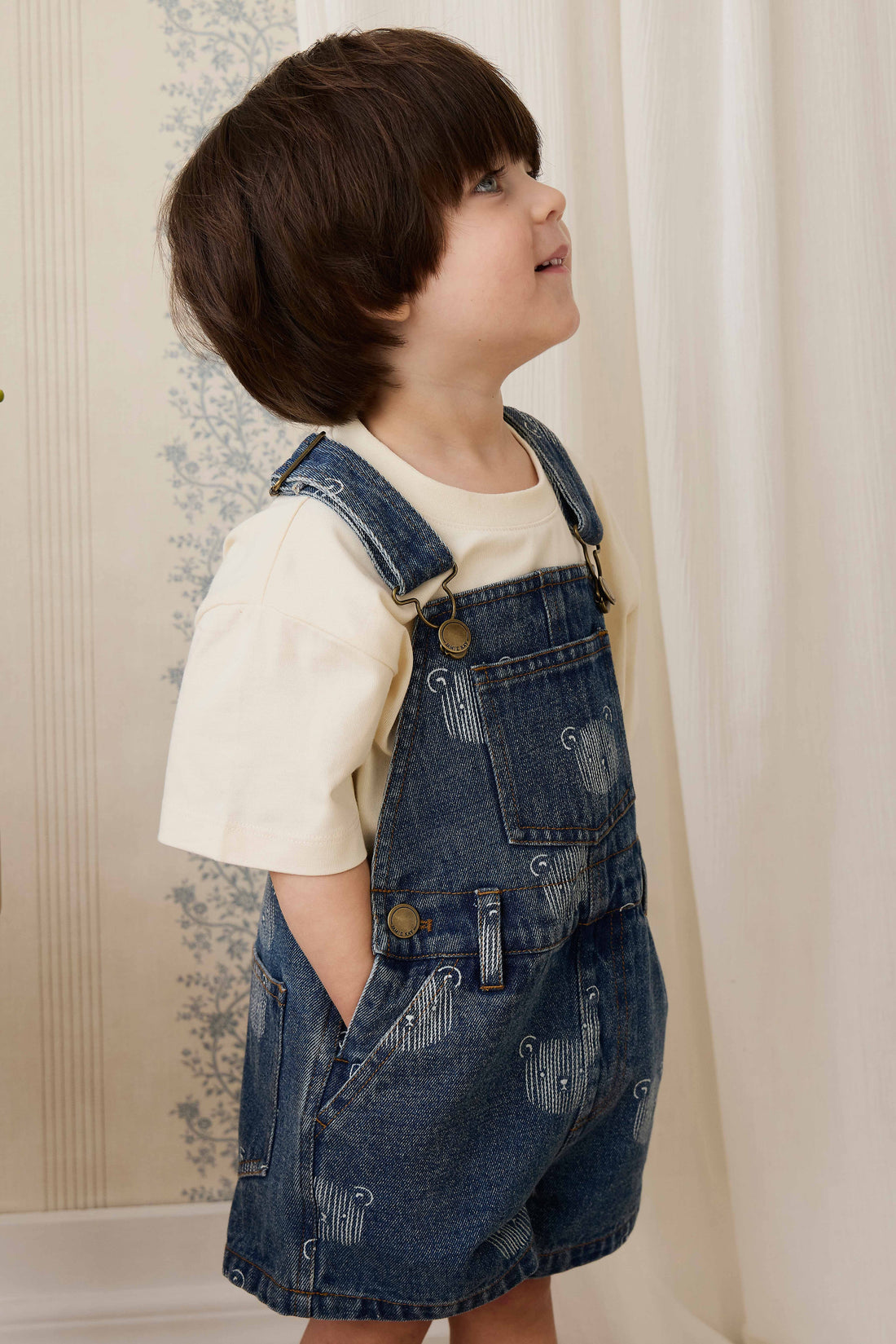 Fenix Short Overall - Teddy Face Denim Childrens Overall from Jamie Kay Australia