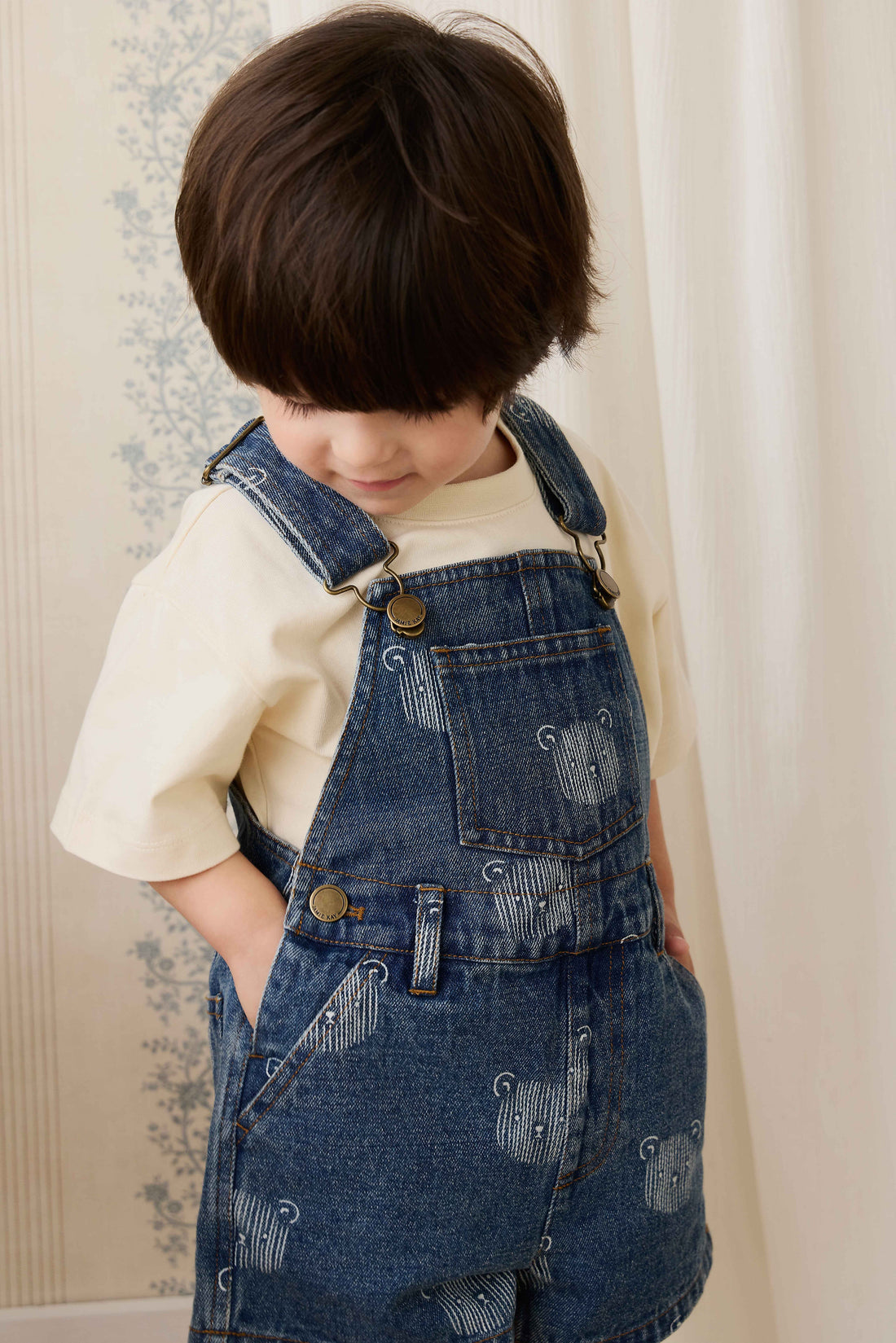 Fenix Short Overall - Teddy Face Denim Childrens Overall from Jamie Kay Australia