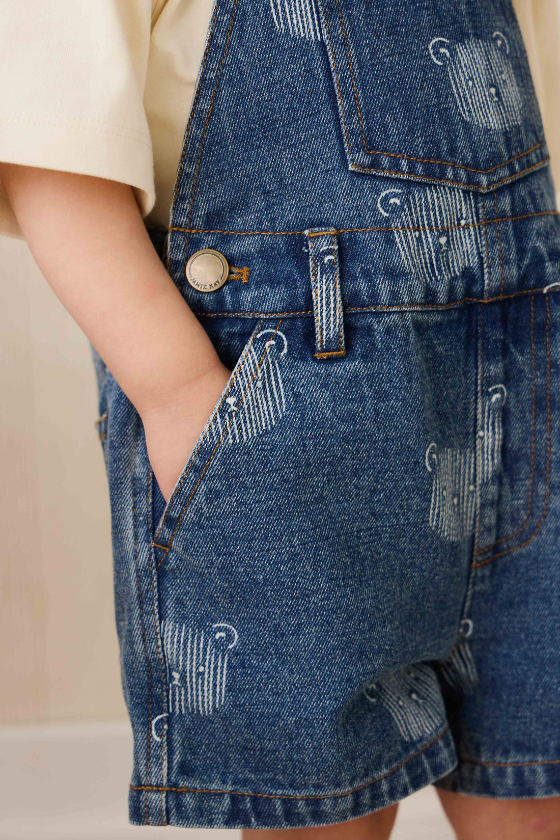 Fenix Short Overall - Teddy Face Denim Childrens Overall from Jamie Kay Australia