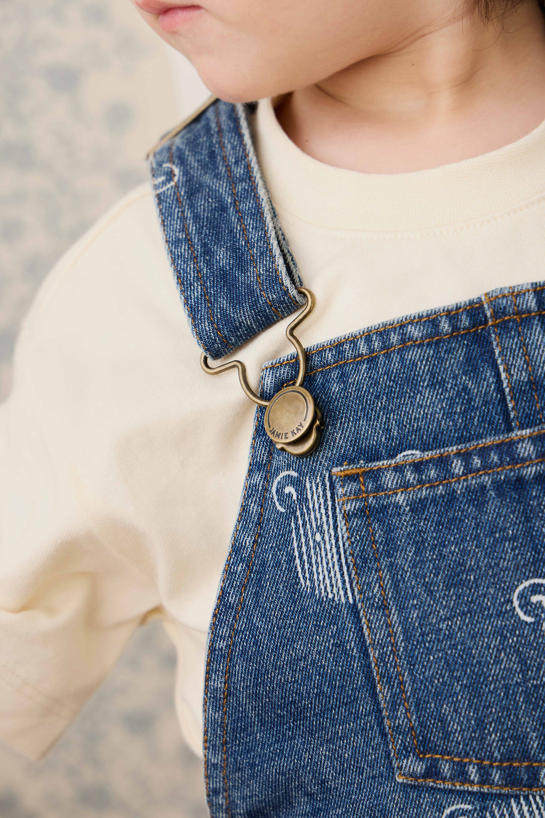 Fenix Short Overall - Teddy Face Denim Childrens Overall from Jamie Kay Australia