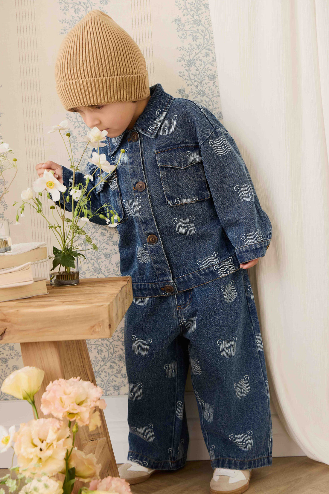 Linus Denim Pant - Teddy Face Denim Childrens Pant from Jamie Kay Australia