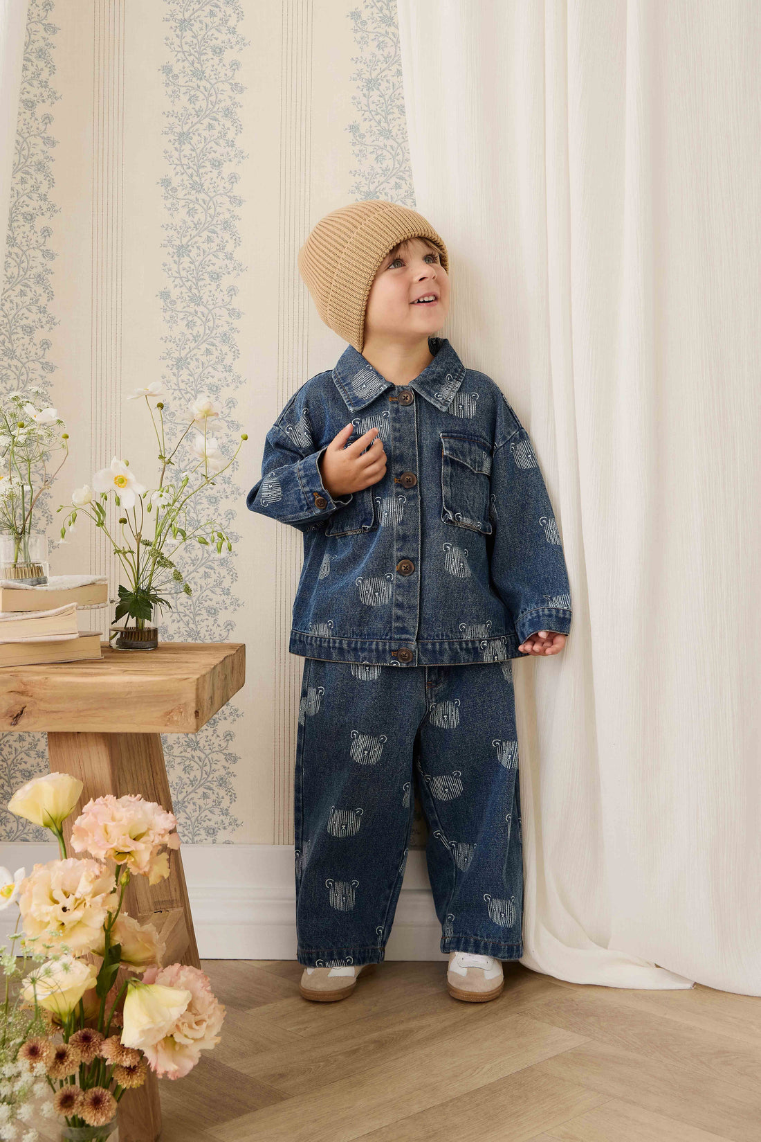 Linus Denim Pant - Teddy Face Denim Childrens Pant from Jamie Kay Australia