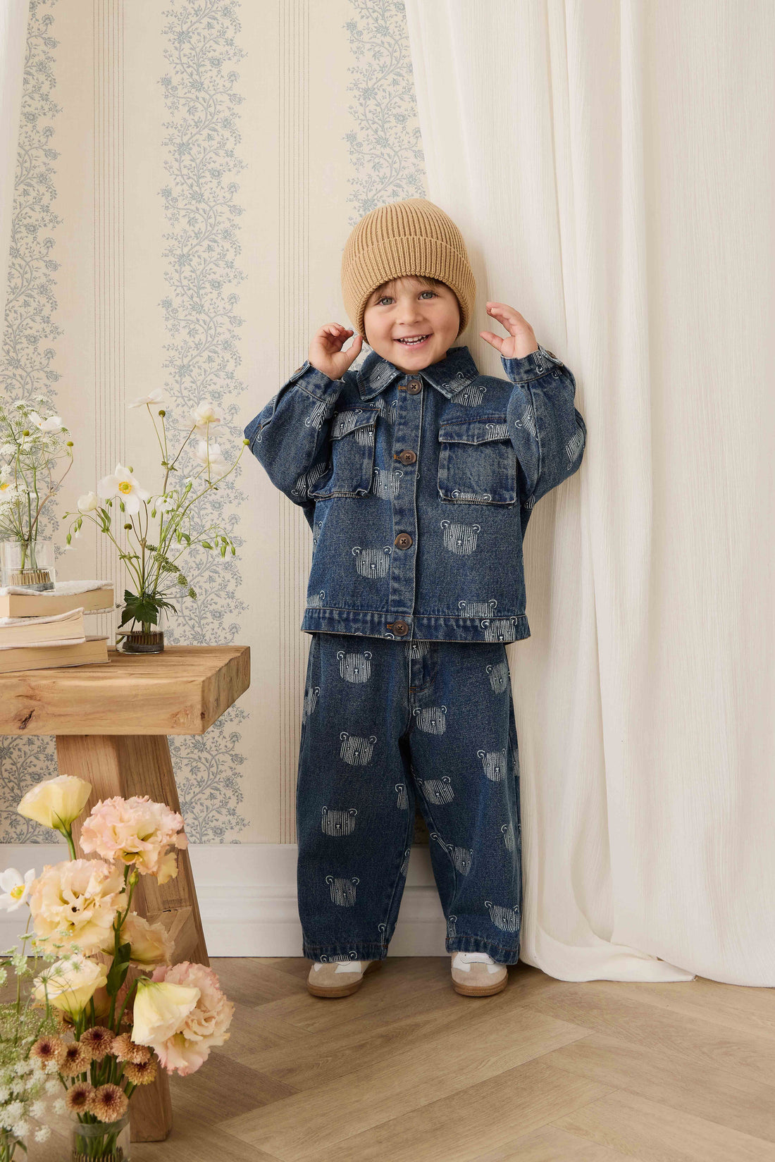Linus Denim Pant - Teddy Face Denim Childrens Pant from Jamie Kay Australia