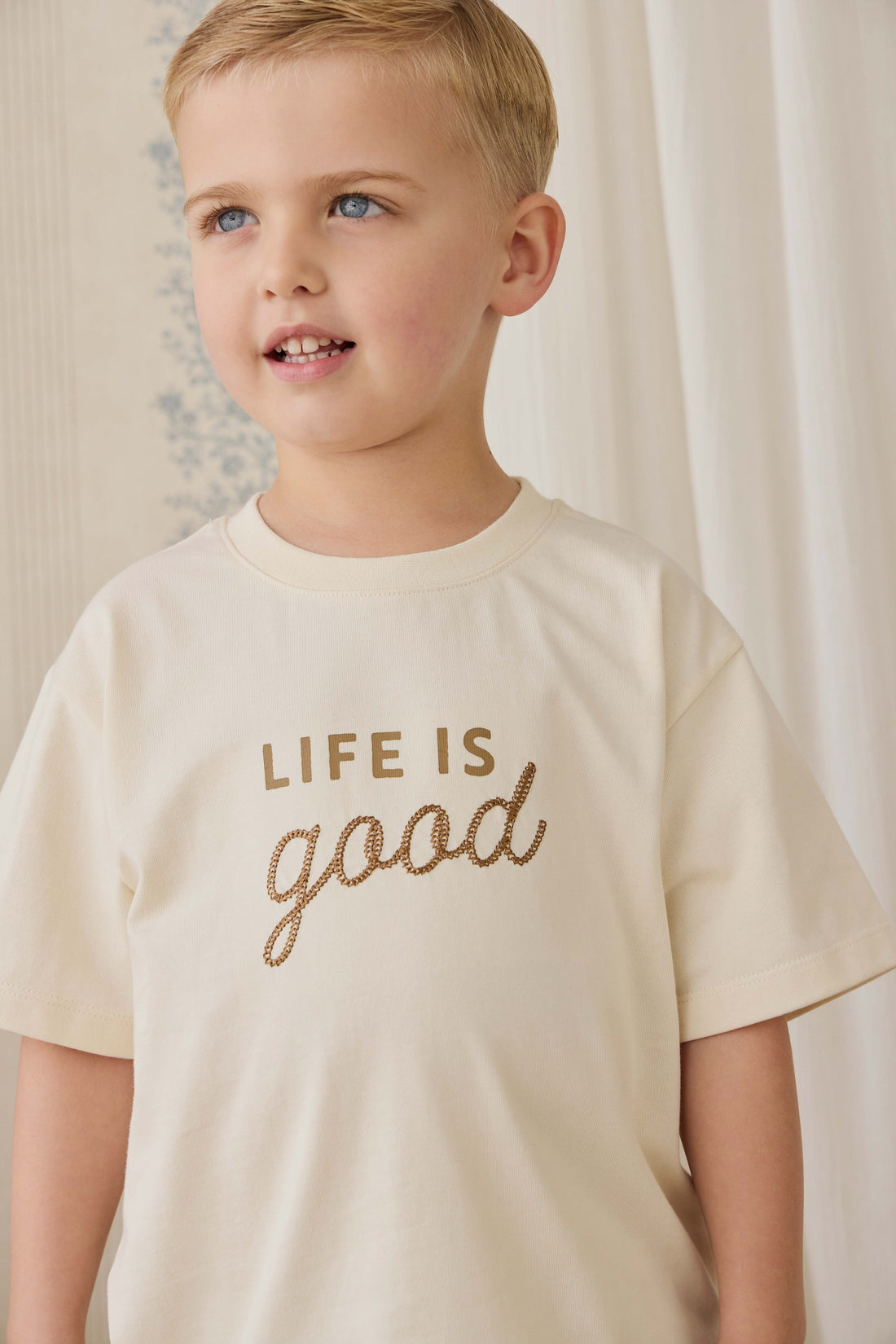 Organic Cotton Bjorn Tee - Cloud Life is Good Childrens Top from Jamie Kay Australia