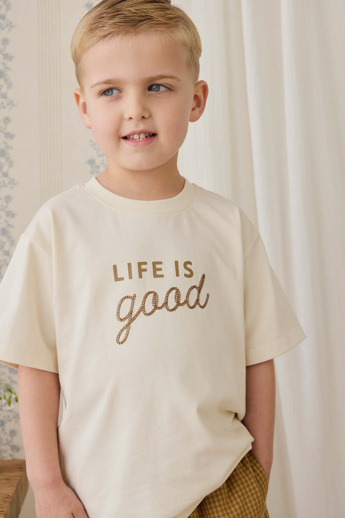 Organic Cotton Bjorn Tee - Cloud Life is Good Childrens Top from Jamie Kay Australia