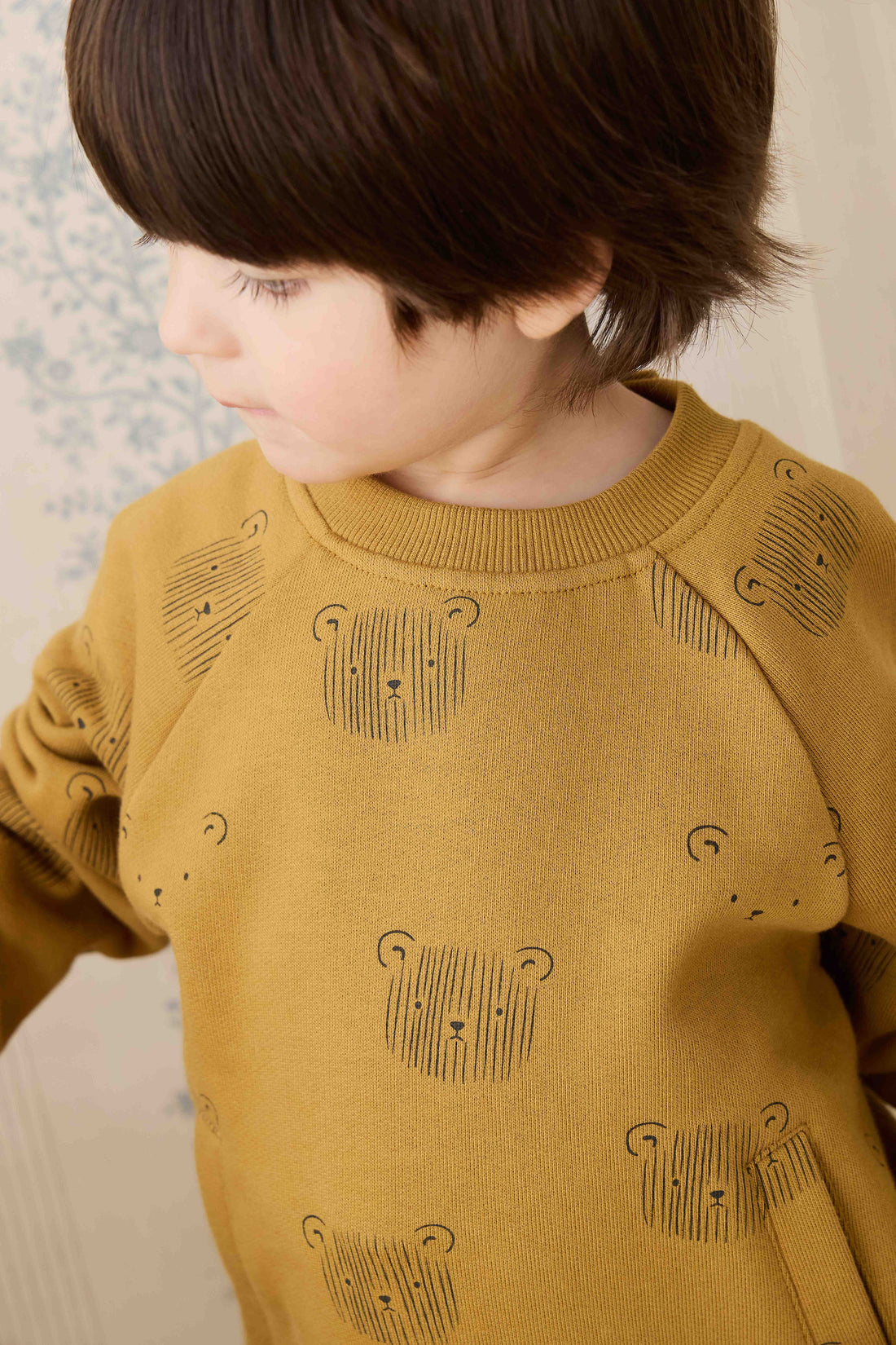 Organic Cotton Henry Sweatshirt - Buckwheat Teddy Face Childrens Sweatshirt from Jamie Kay Australia