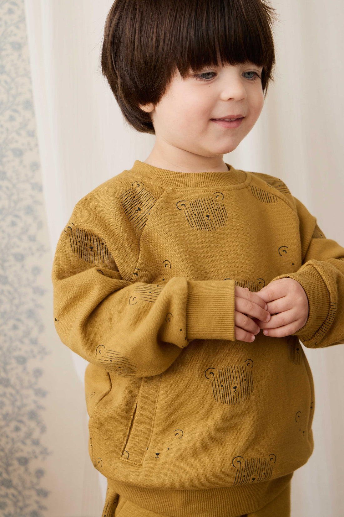 Organic Cotton Henry Sweatshirt - Buckwheat Teddy Face Childrens Sweatshirt from Jamie Kay Australia