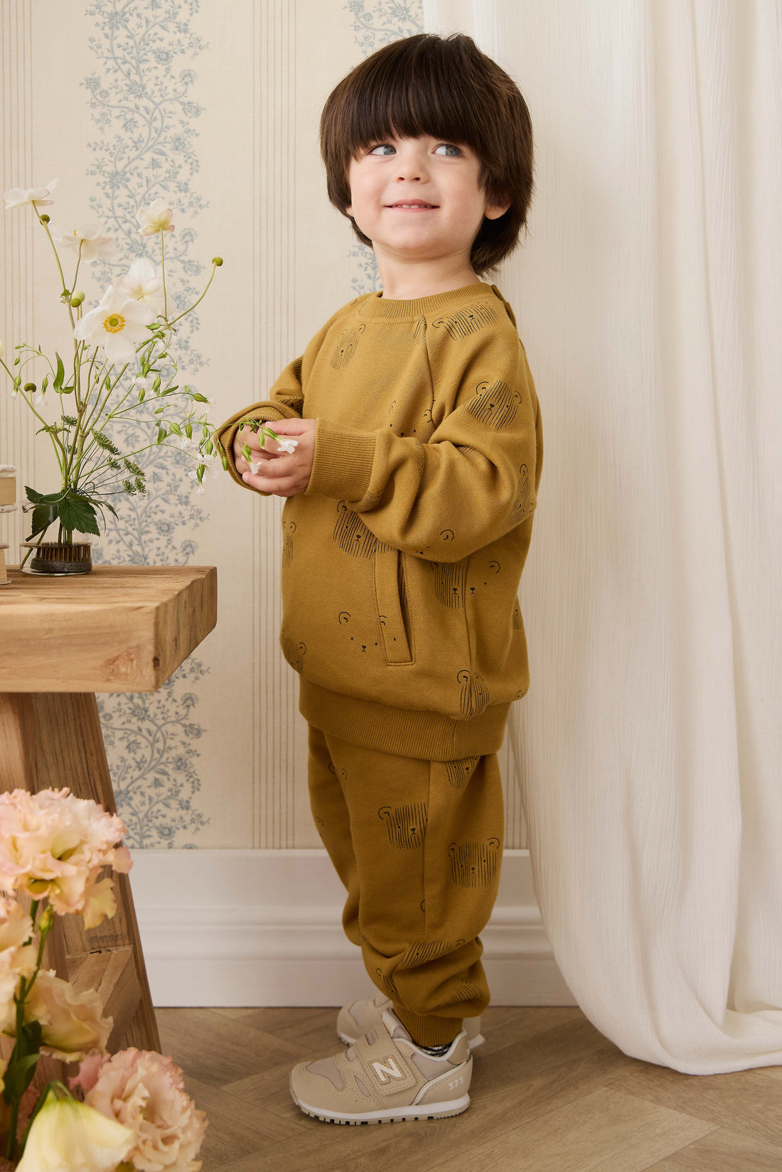 Organic Cotton Henry Sweatshirt - Buckwheat Teddy Face Childrens Sweatshirt from Jamie Kay Australia