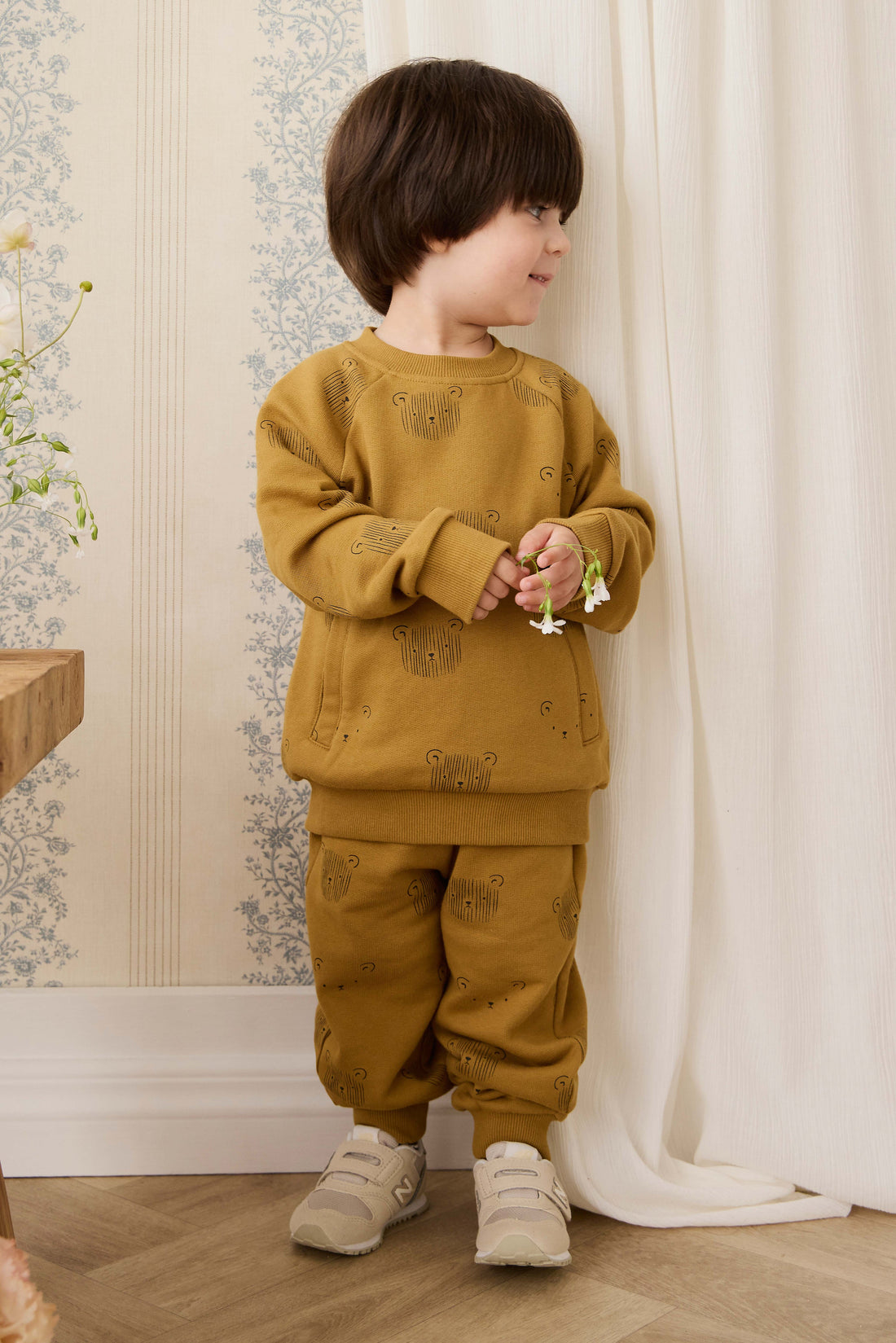 Organic Cotton Nash Track Pant - Buckwheat Teddy Face Childrens Pant from Jamie Kay Australia