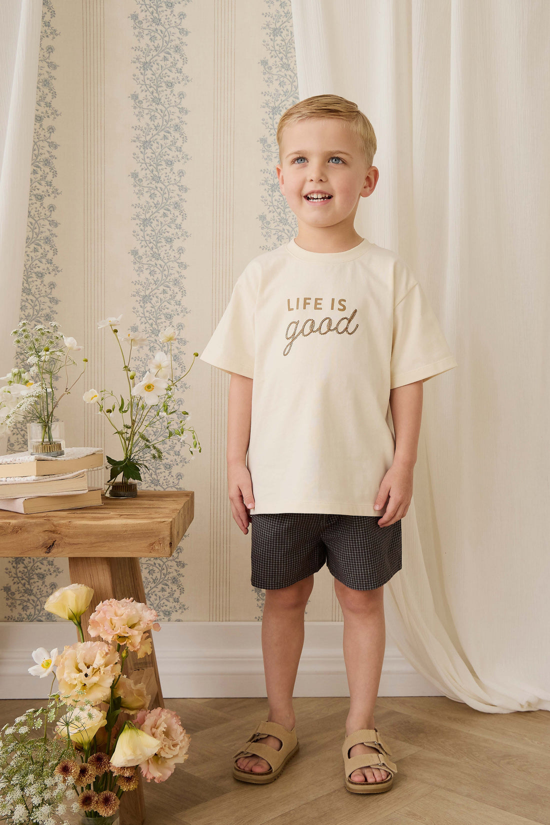 Organic Cotton Bjorn Tee - Cloud Life is Good Childrens Top from Jamie Kay Australia