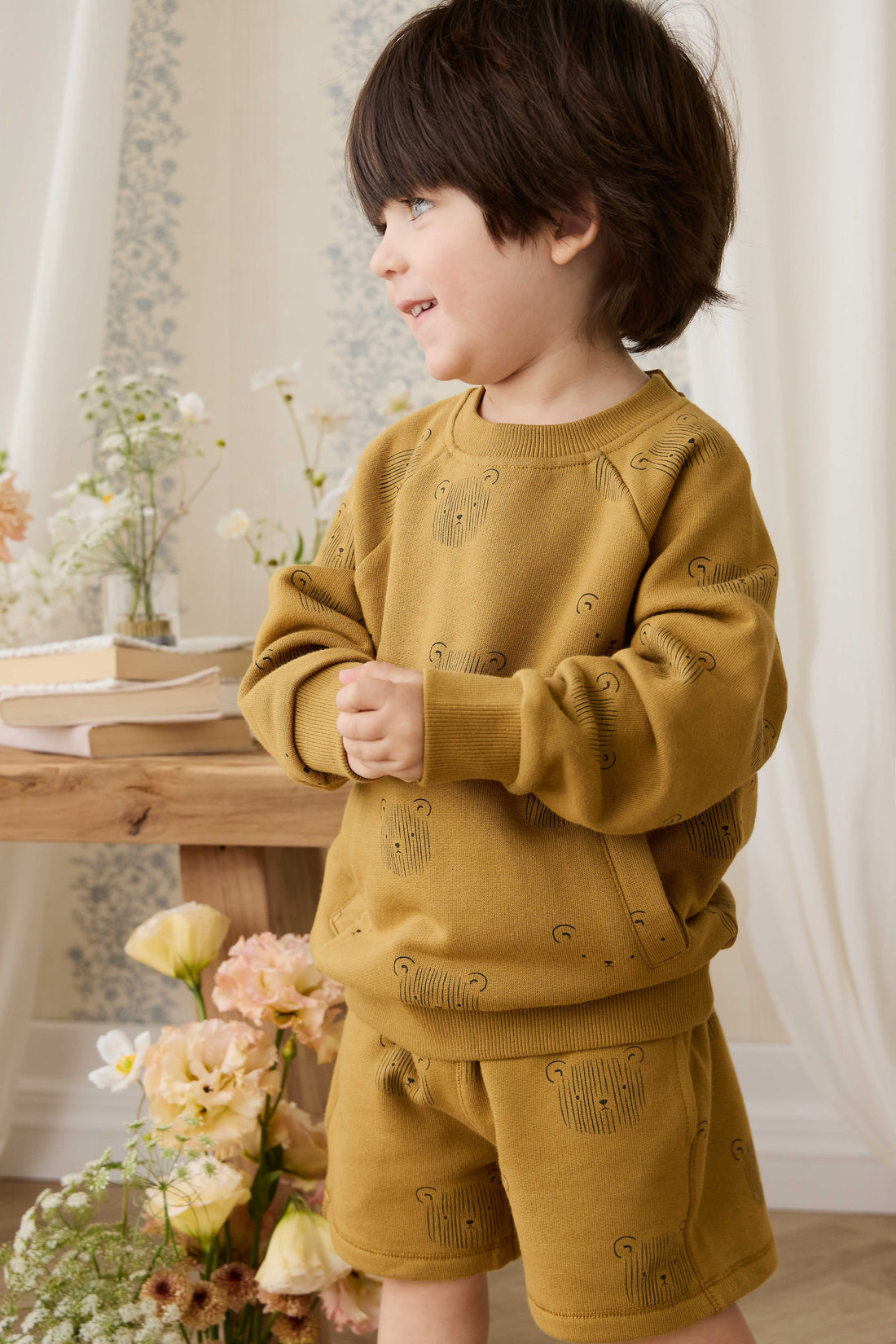 Organic Cotton Jalen Short - Buckwheat Teddy Face Childrens Shorts from Jamie Kay Australia