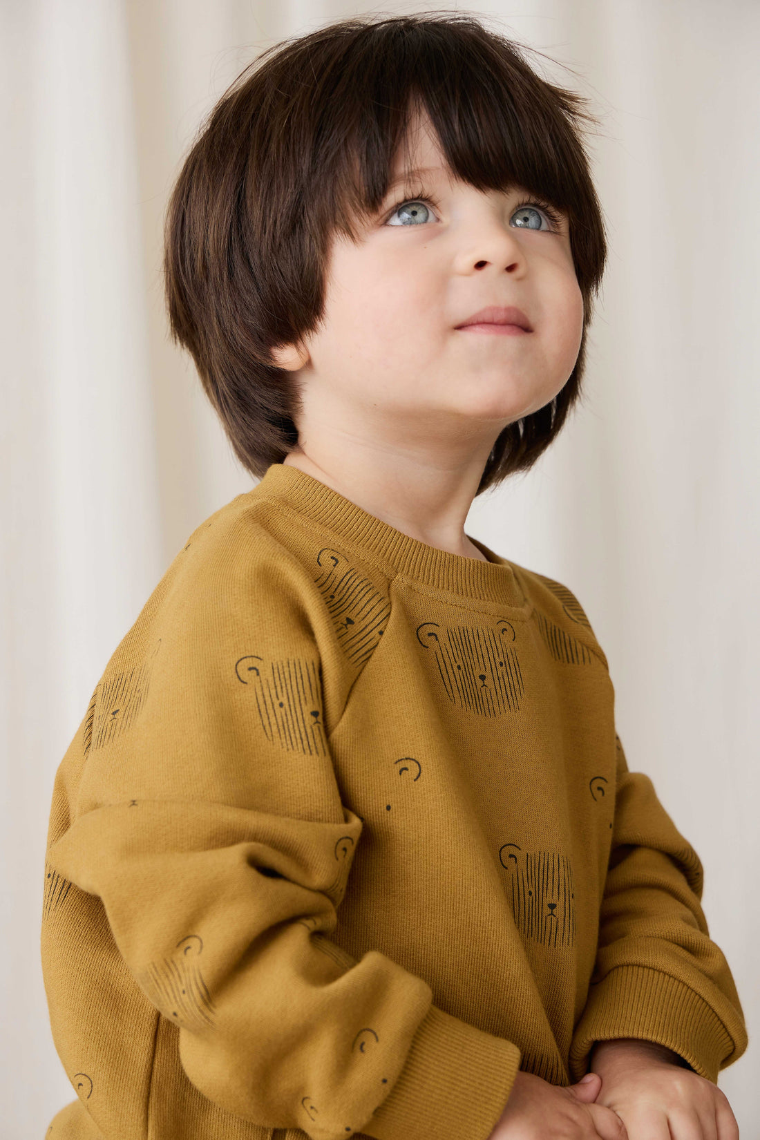 Organic Cotton Henry Sweatshirt - Buckwheat Teddy Face Childrens Sweatshirt from Jamie Kay Australia