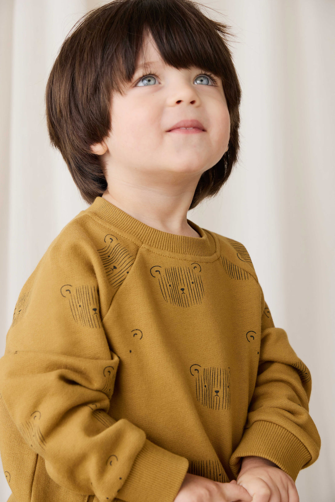 Organic Cotton Henry Sweatshirt - Buckwheat Teddy Face Childrens Sweatshirt from Jamie Kay Australia