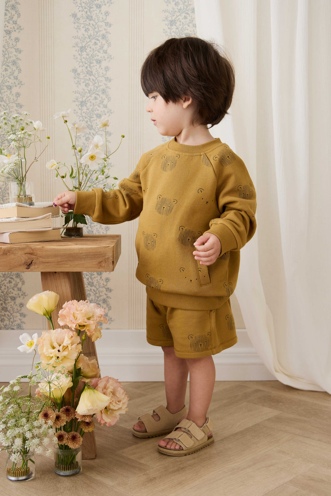Organic Cotton Henry Sweatshirt - Buckwheat Teddy Face Childrens Sweatshirt from Jamie Kay Australia