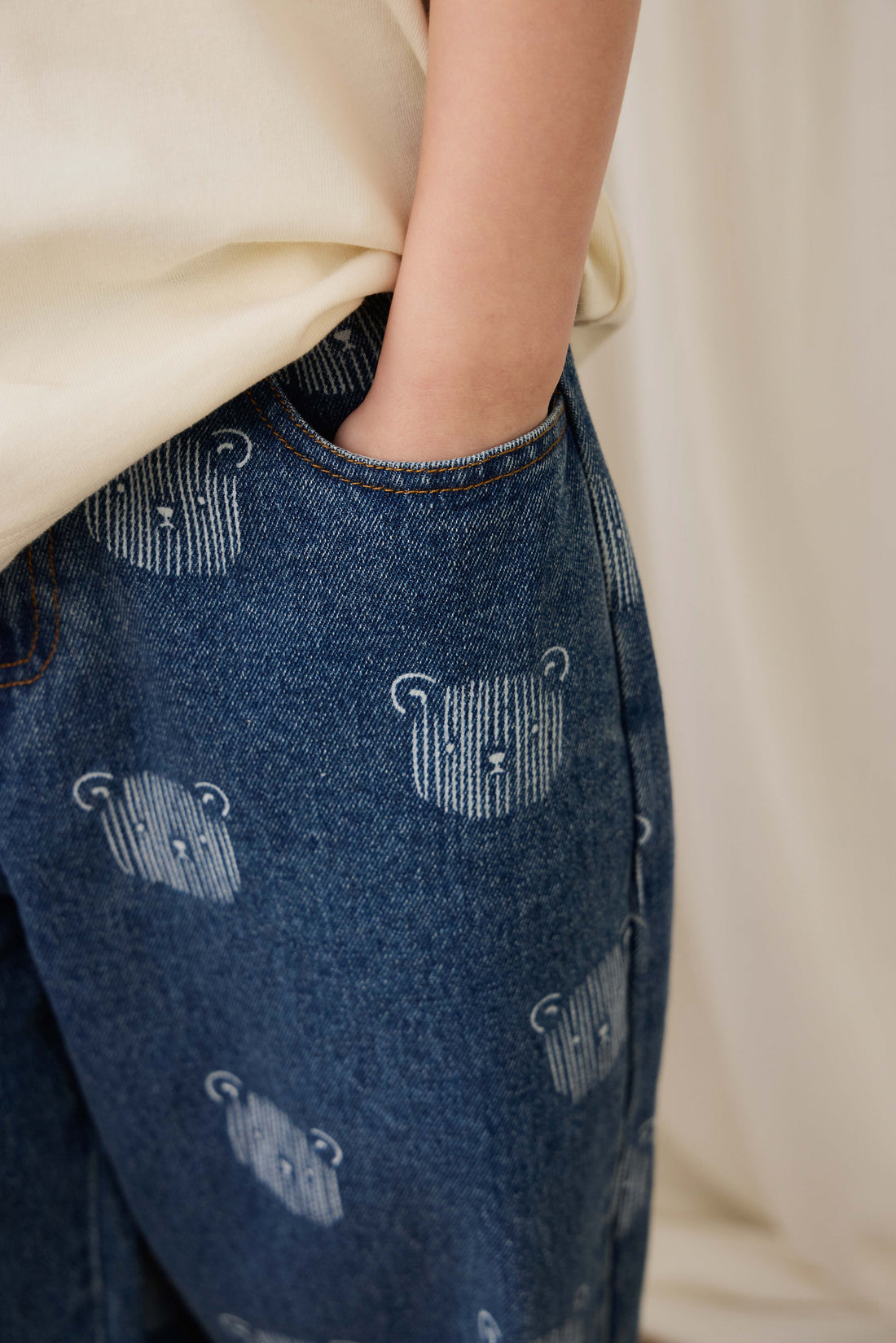 Linus Denim Pant - Teddy Face Denim Childrens Pant from Jamie Kay Australia