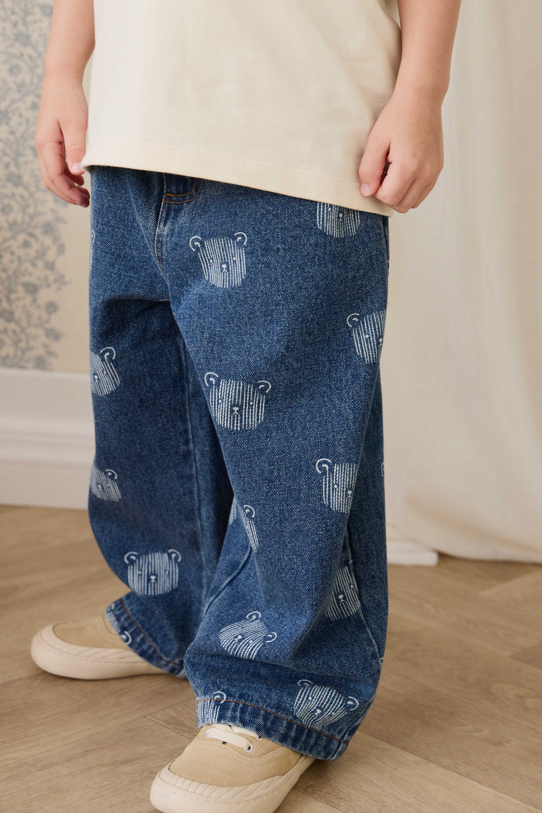 Linus Denim Pant - Teddy Face Denim Childrens Pant from Jamie Kay Australia