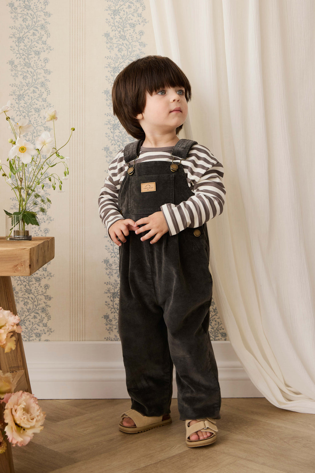 Pima Cotton Arnold Long Sleeve Top - Essential Stripe Raku/Cloud Childrens Top from Jamie Kay Australia