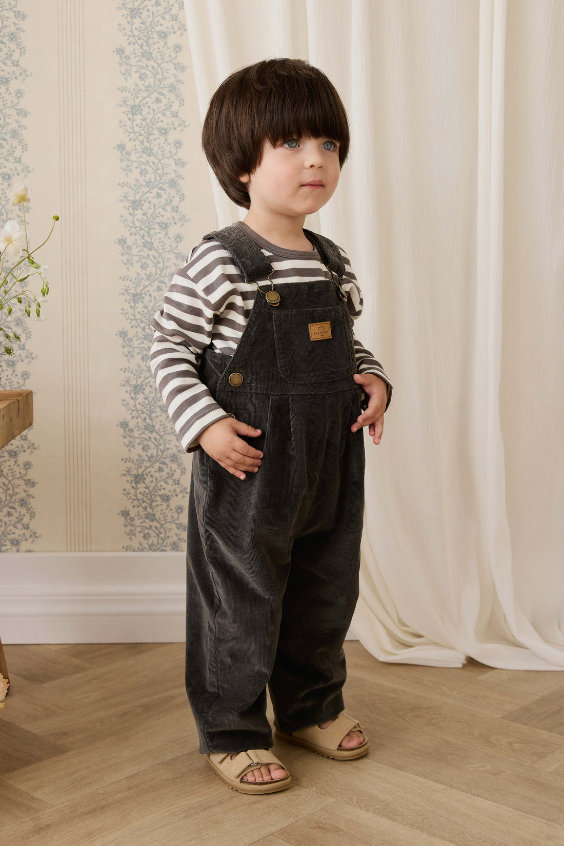 Pima Cotton Arnold Long Sleeve Top - Essential Stripe Raku/Cloud Childrens Top from Jamie Kay Australia