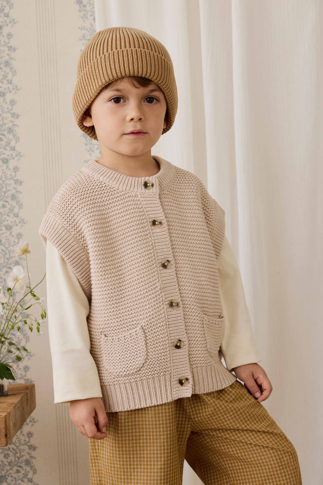 Rome Knit Vest - Oat Marle Childrens Vest from Jamie Kay Australia
