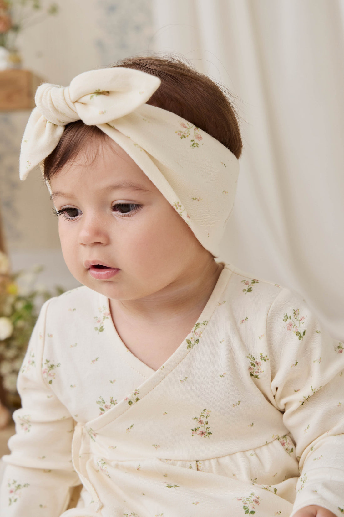 Organic Cotton Clemence Wrap Top - Josepha Egret Small Childrens Top from Jamie Kay Australia