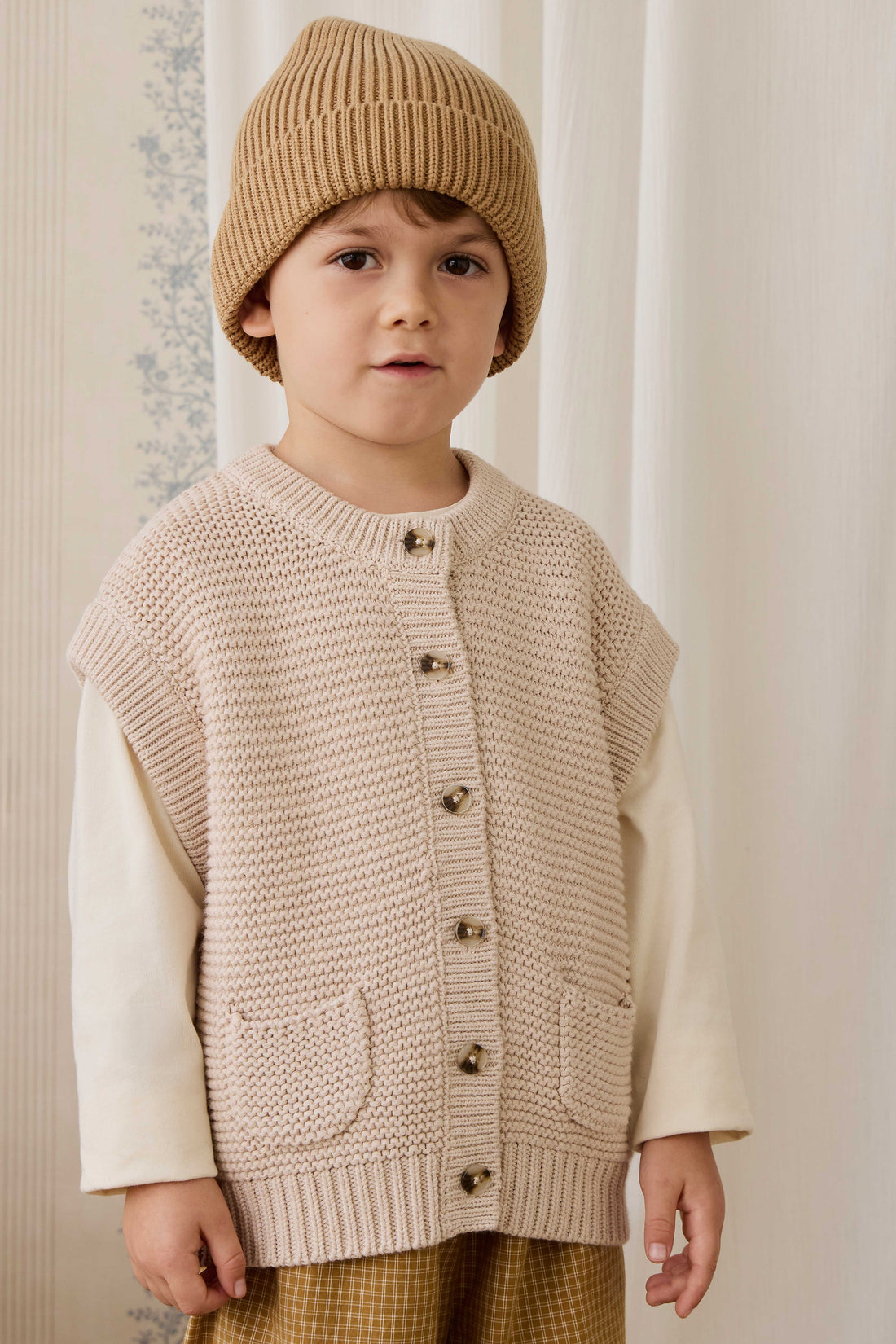 Rome Knit Vest - Oat Marle Childrens Vest from Jamie Kay Australia