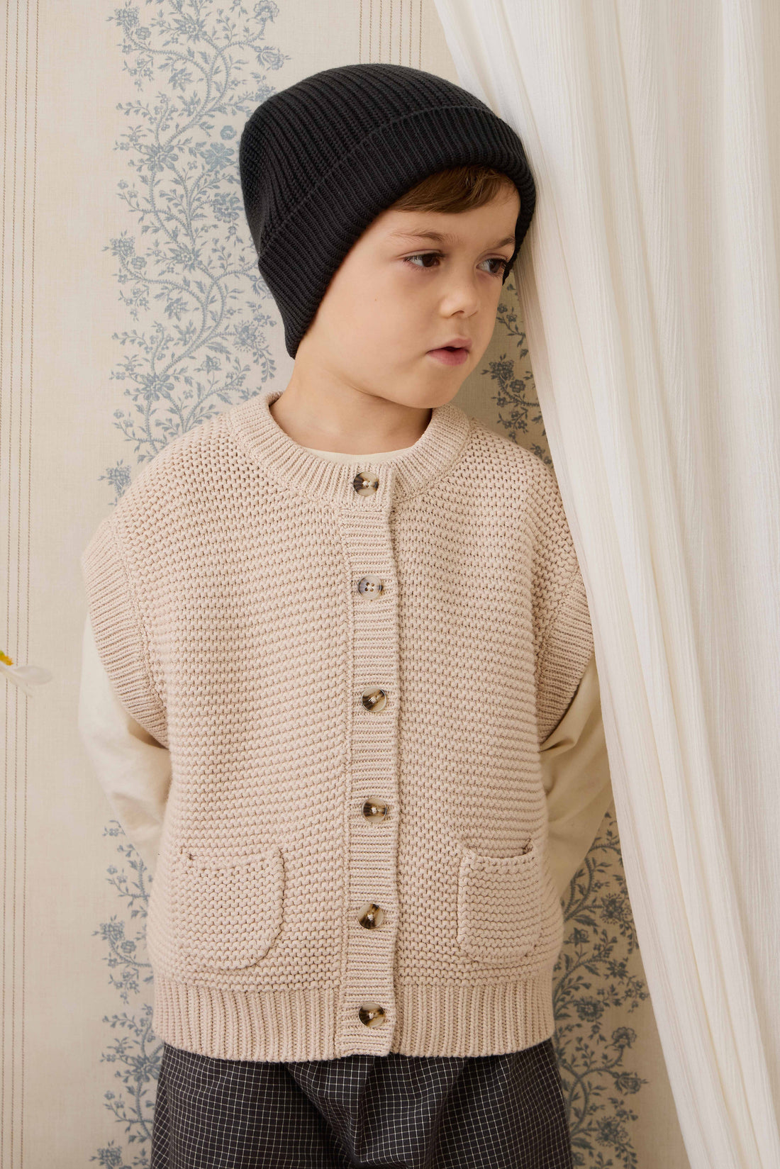 Rome Knit Vest - Oat Marle Childrens Vest from Jamie Kay Australia