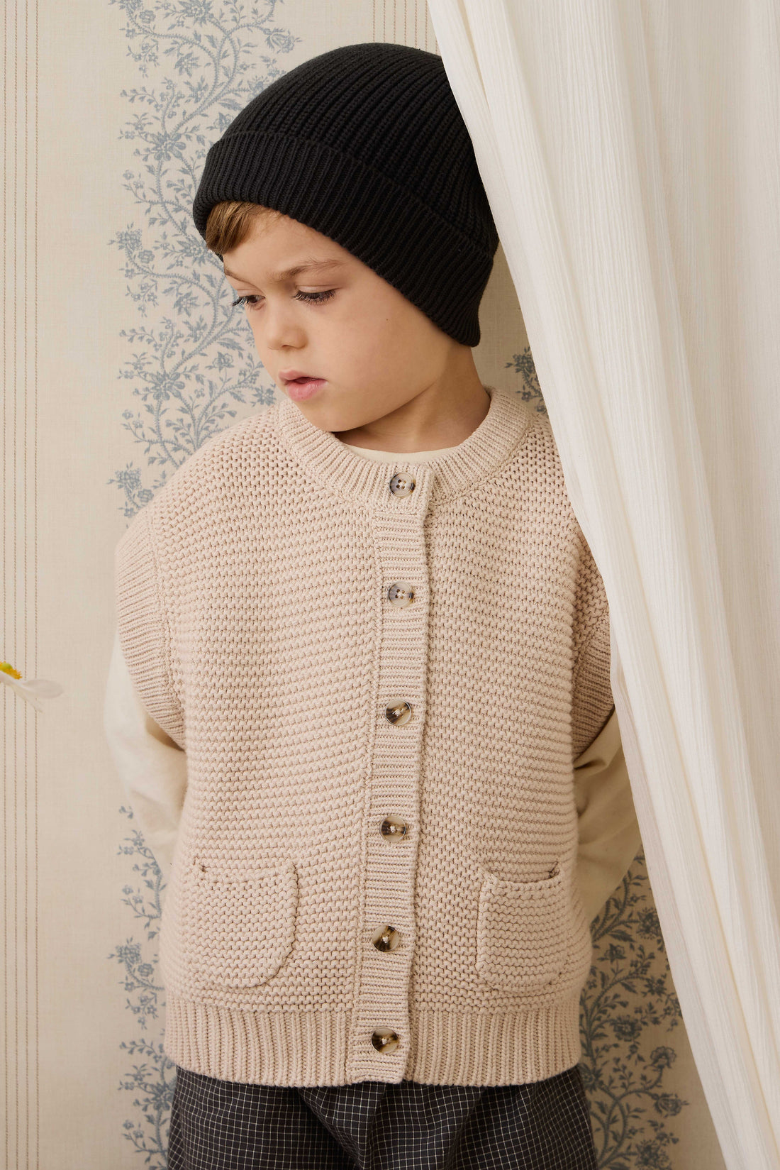 Organic Cotton Kenji Pant - Basalt Grid Childrens Pant from Jamie Kay Australia