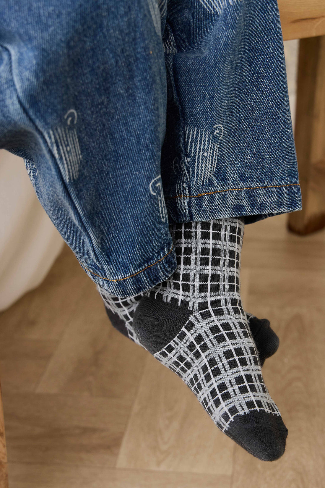 William Socks - Tattersalls Check Basalt Childrens Socks from Jamie Kay Australia