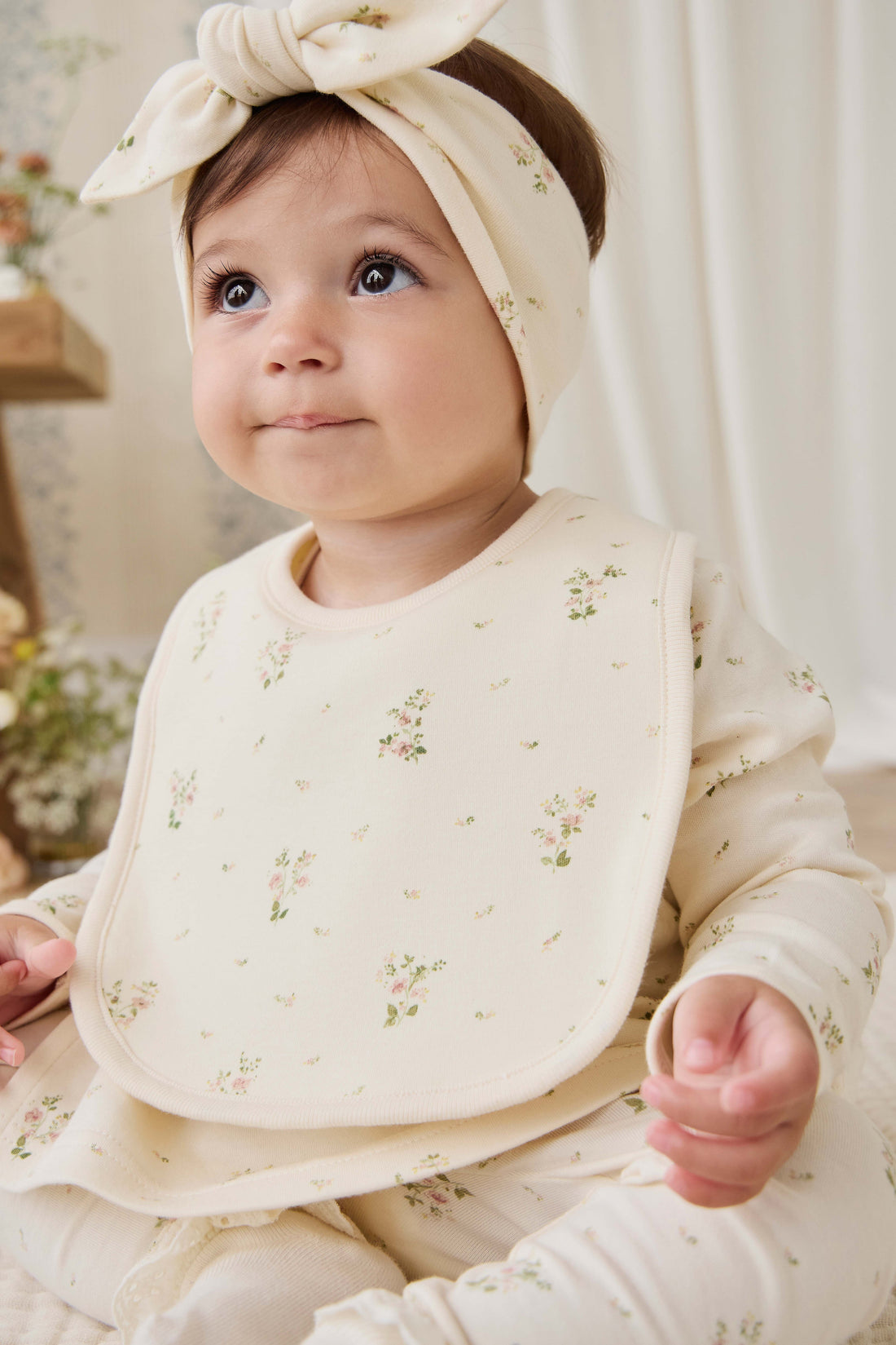 Organic Cotton Bib - Josepha Egret Small Childrens Bib from Jamie Kay Australia