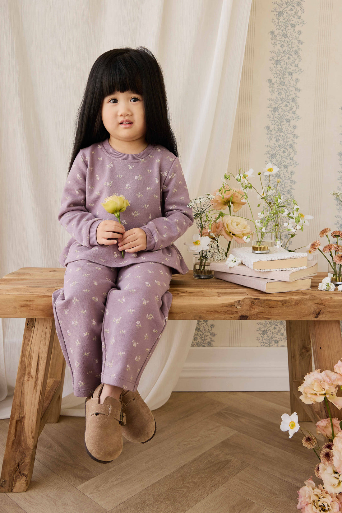 Organic Cotton Emiko Sweatshirt - Isla Plum Childrens Sweatshirting from Jamie Kay Australia