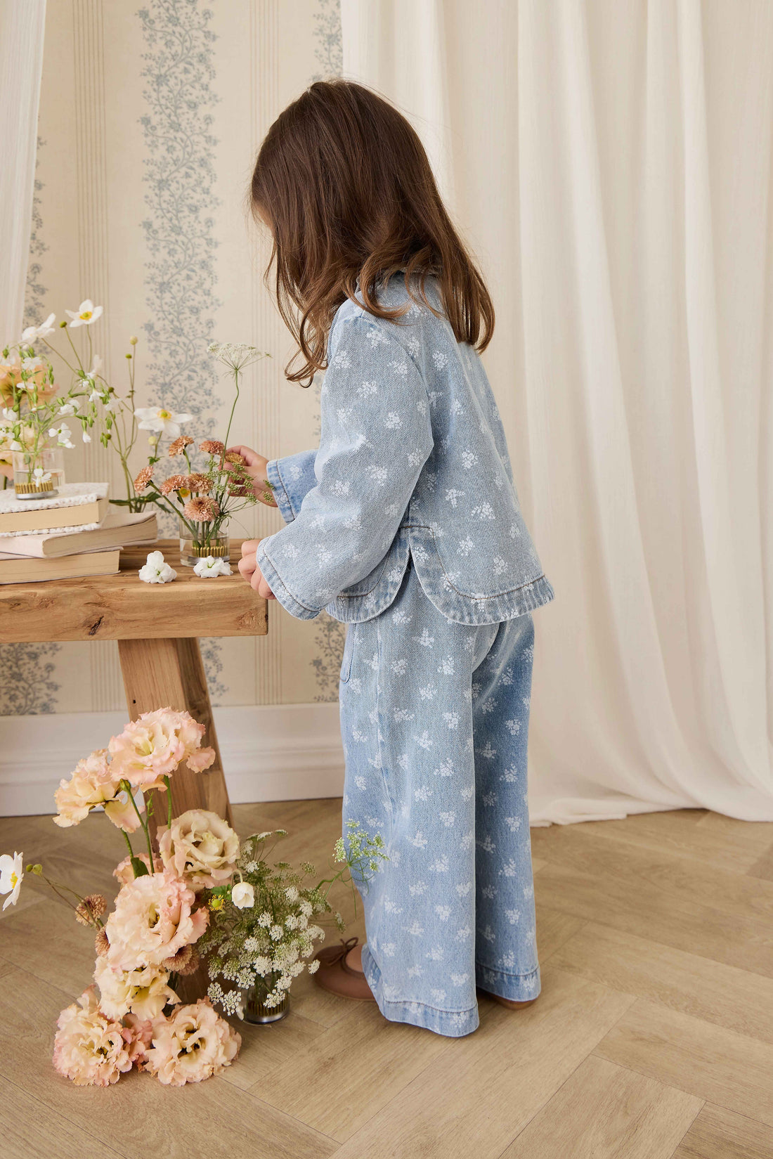 Theodora Pant - Tully Floral Denim Childrens Pant from Jamie Kay Australia