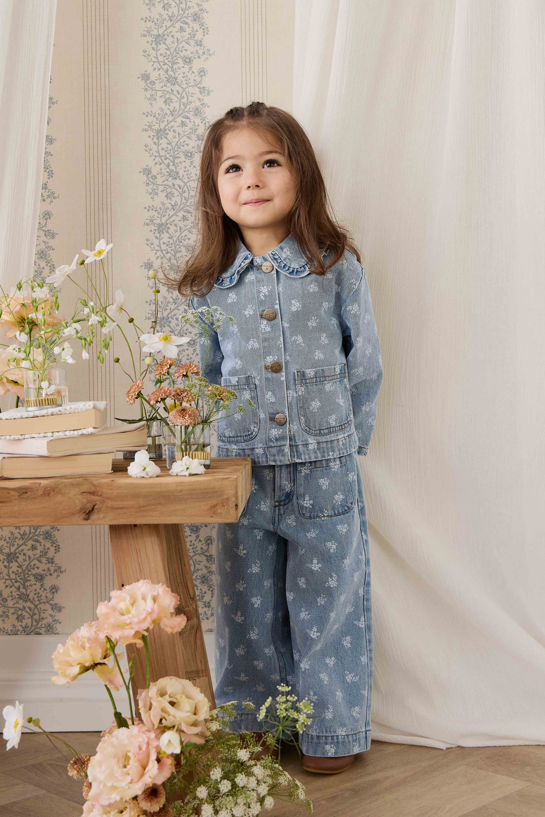 Malani Jacket - Tully Floral Denim Childrens Jacket from Jamie Kay Australia