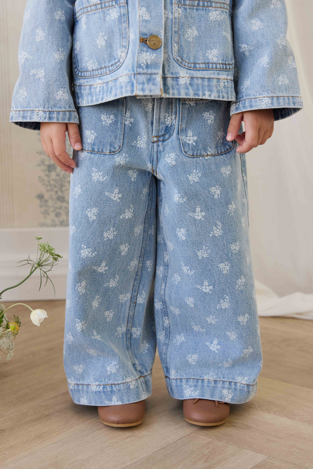 Theodora Pant - Tully Floral Denim Childrens Pant from Jamie Kay Australia