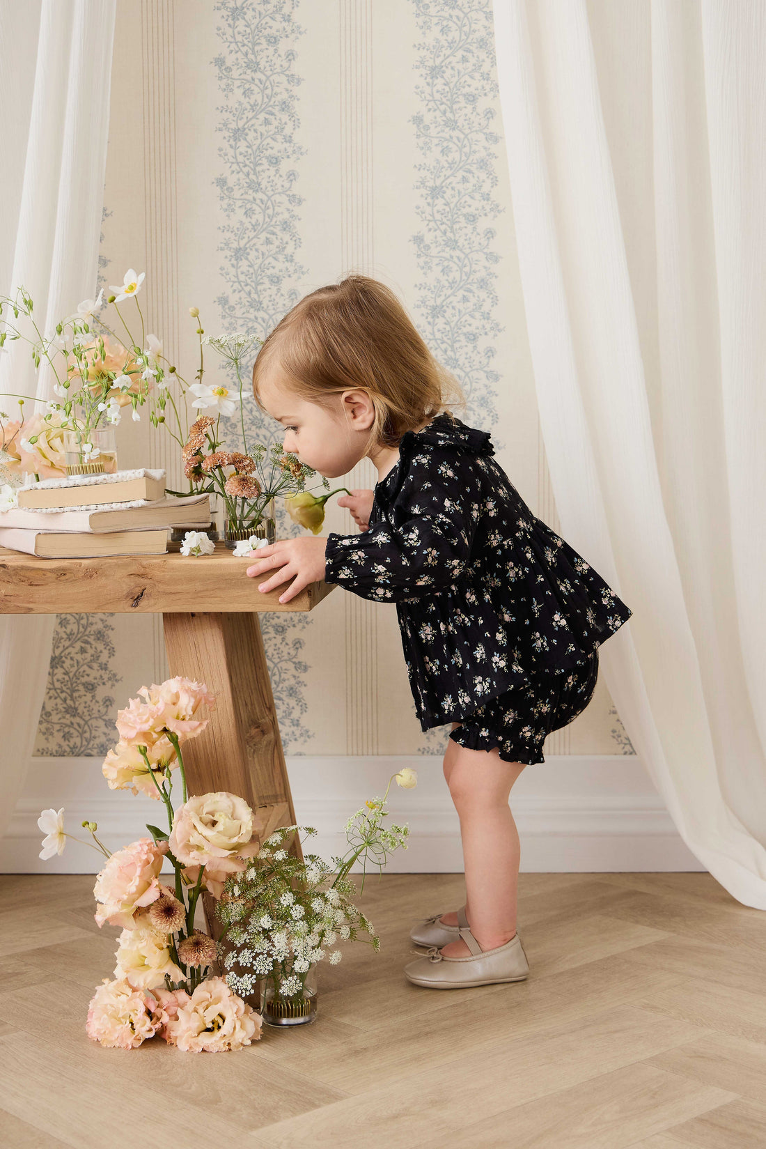 Organic Cotton Frill Bloomer - Cassie Caviar Childrens Bloomer from Jamie Kay Australia