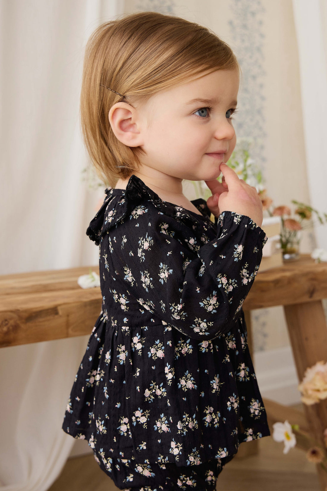 Organic Cotton Caroline Playsuit - Cassie Caviar Childrens Playsuit from Jamie Kay Australia