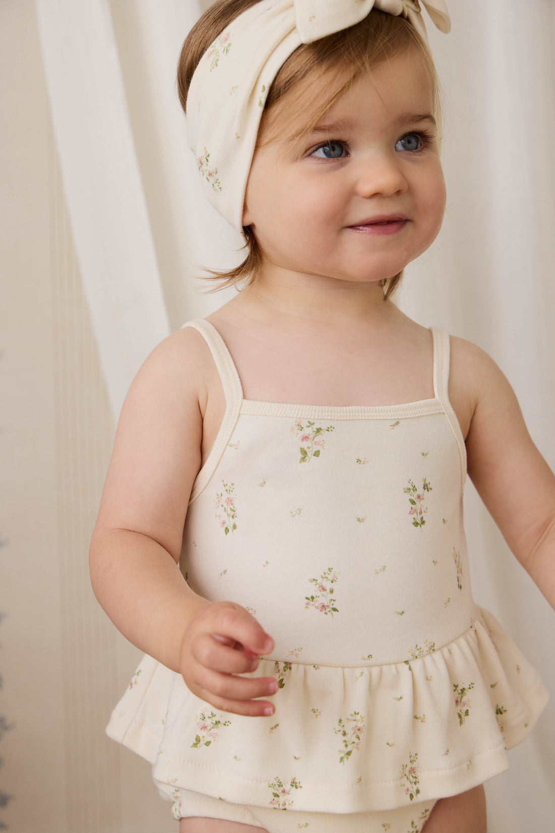 Organic Cotton Astra Playsuit - Josepha Egret Small Childrens Playsuit from Jamie Kay Australia