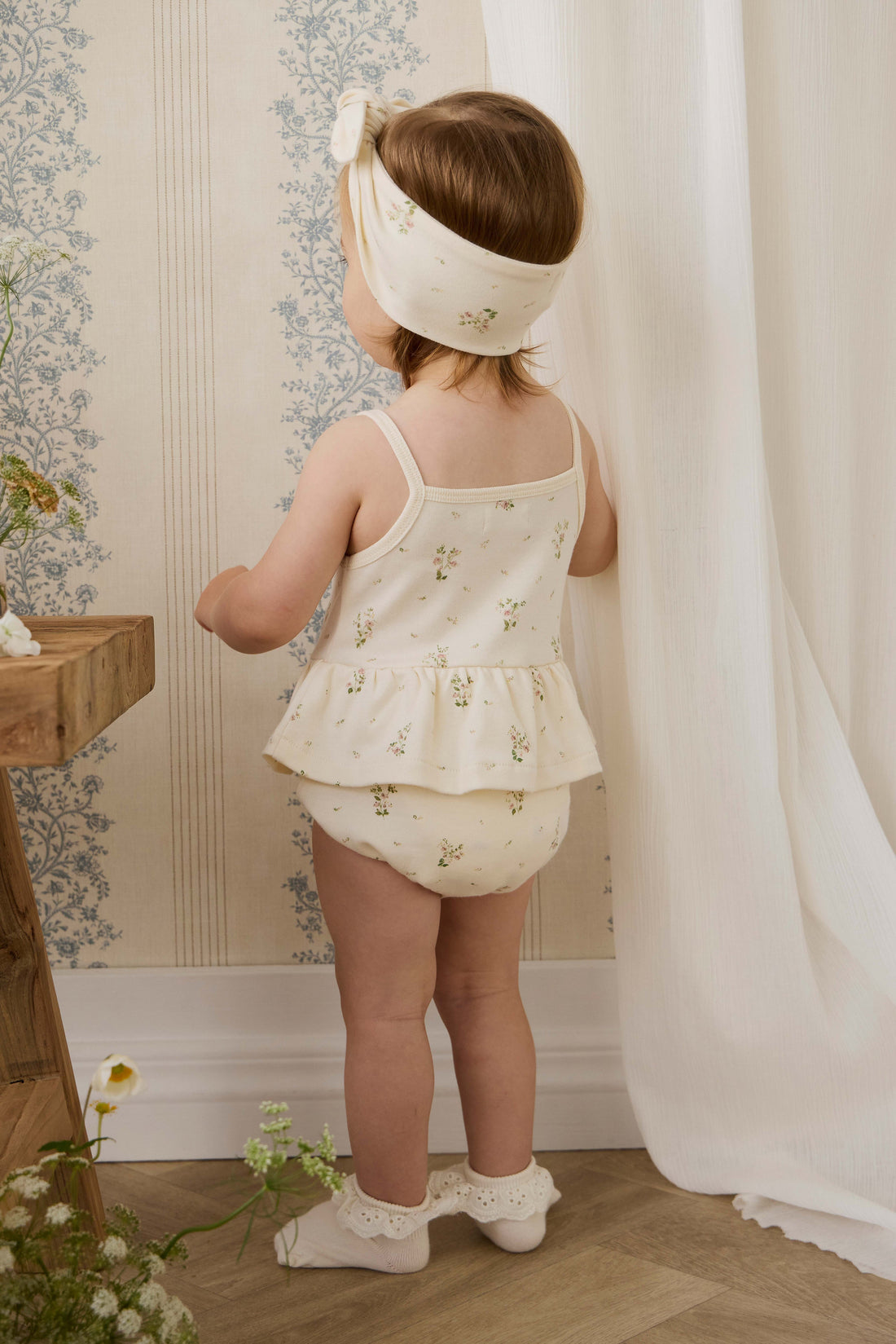 Organic Cotton Astra Playsuit - Josepha Egret Small Childrens Playsuit from Jamie Kay Australia