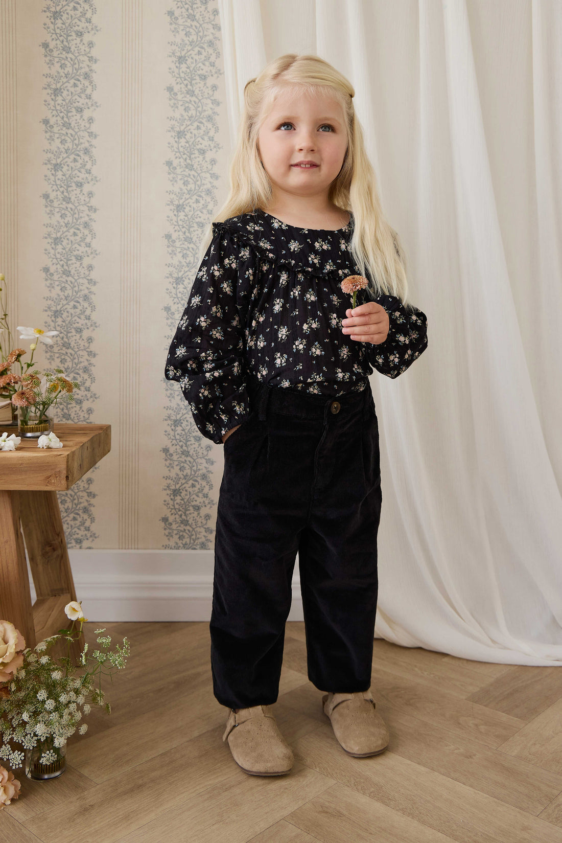 Organic Cotton Caroline Blouse - Cassie Caviar Childrens Top from Jamie Kay Australia