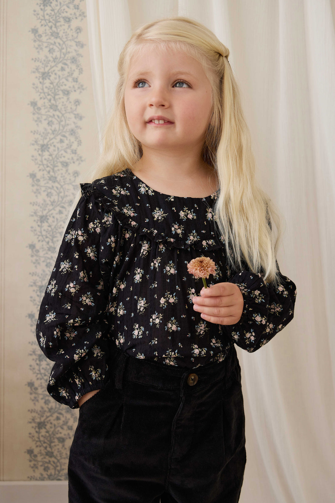 Organic Cotton Caroline Blouse - Cassie Caviar Childrens Top from Jamie Kay Australia