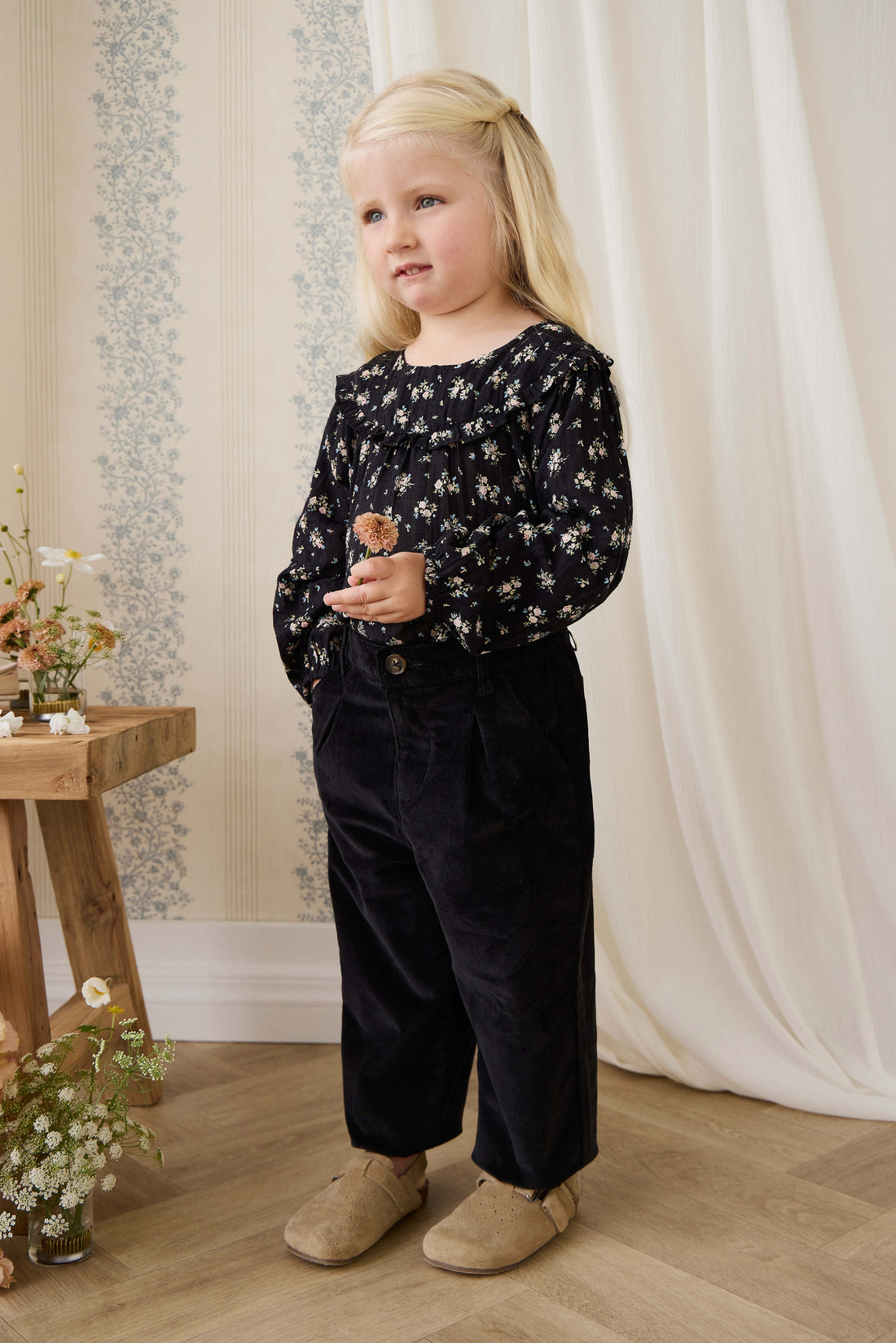 Organic Cotton Caroline Blouse - Cassie Caviar Childrens Top from Jamie Kay Australia