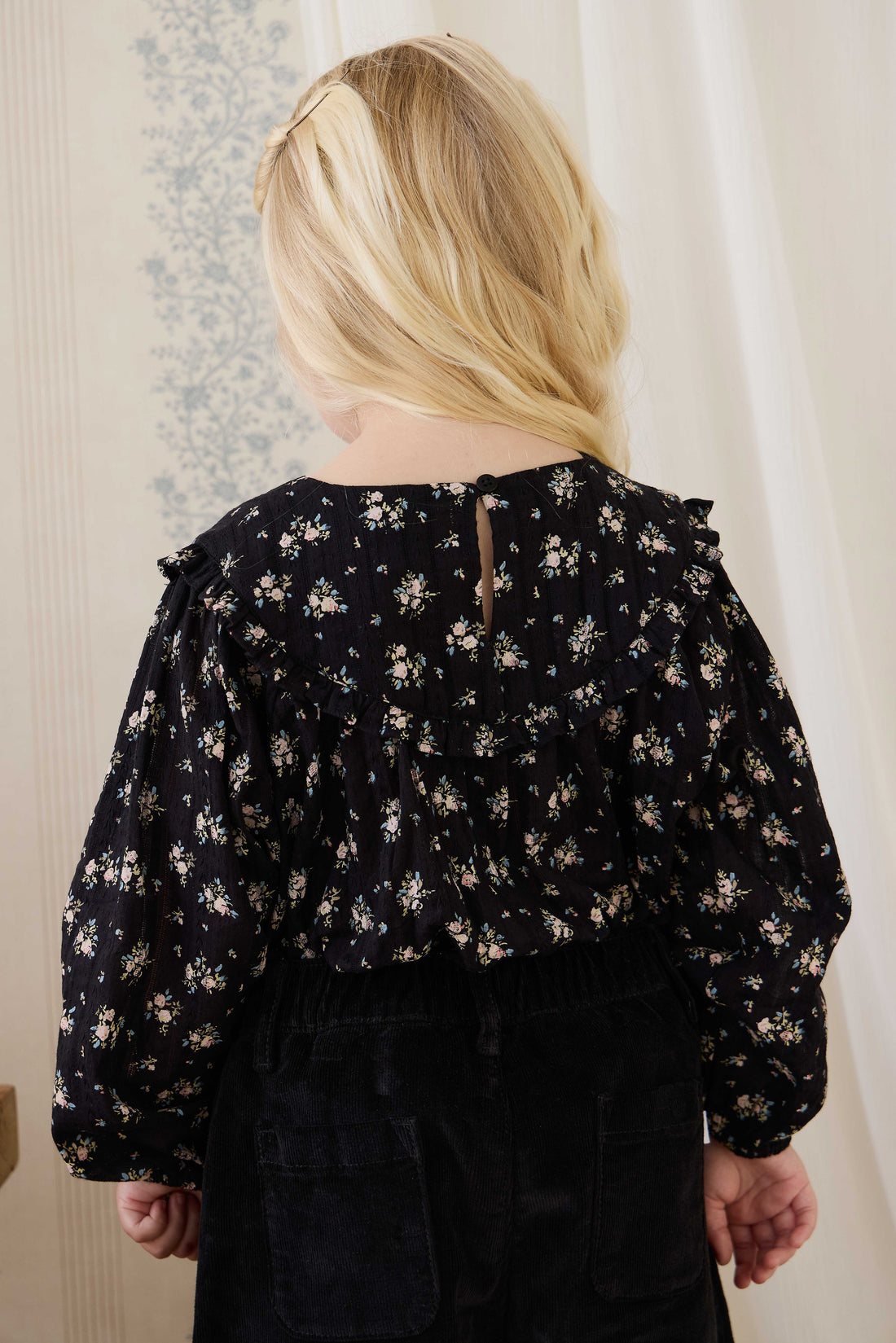 Organic Cotton Caroline Blouse - Cassie Caviar Childrens Top from Jamie Kay Australia