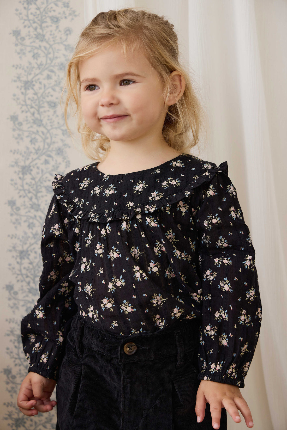 Organic Cotton Caroline Blouse - Cassie Caviar Childrens Top from Jamie Kay Australia