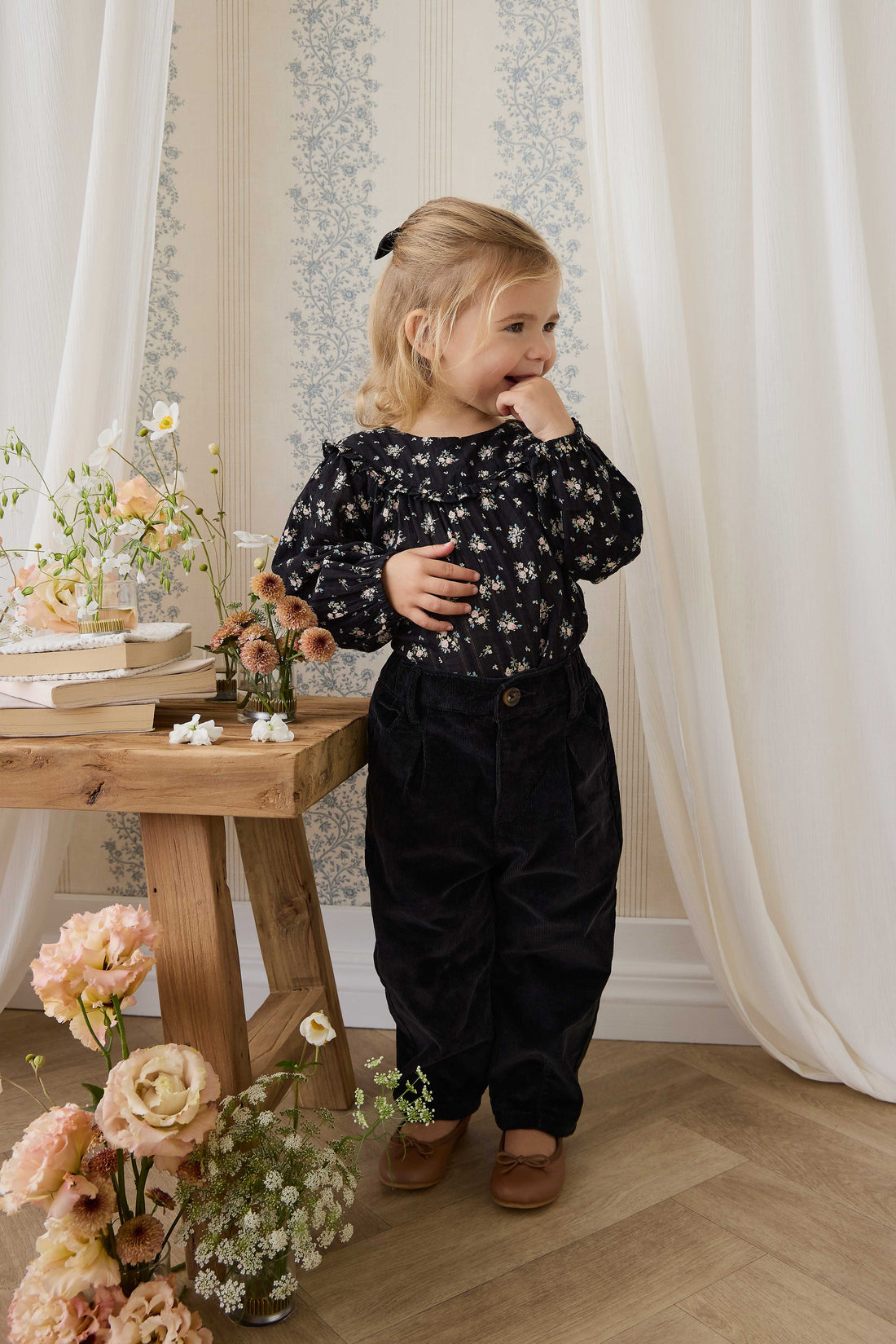 Organic Cotton Caroline Blouse - Cassie Caviar Childrens Top from Jamie Kay Australia