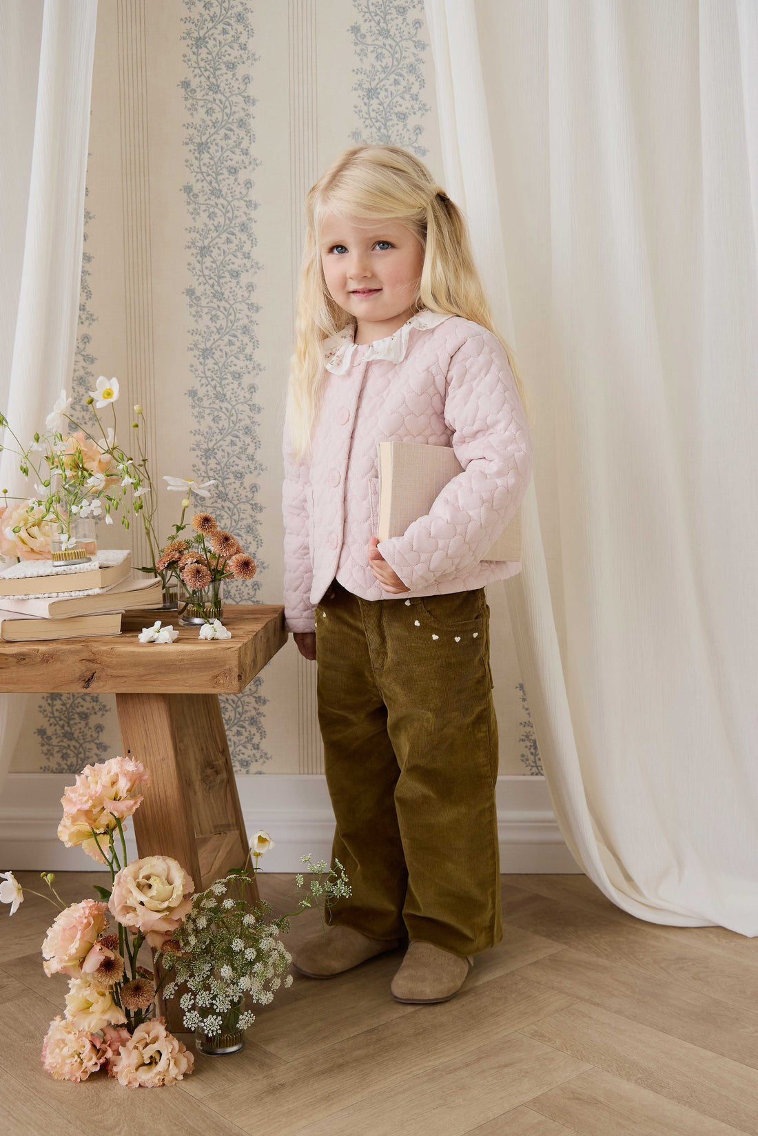 Elara Pincord Jacket - Soft Misty Rose Childrens Jacket from Jamie Kay Australia