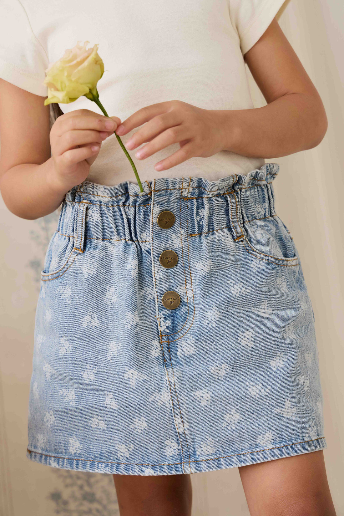 Brielle Skirt - Tully Floral Denim Childrens Skirt from Jamie Kay Australia